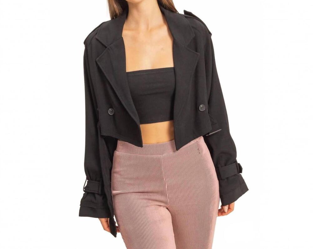 NEW HYFVE cropped trench coat in black